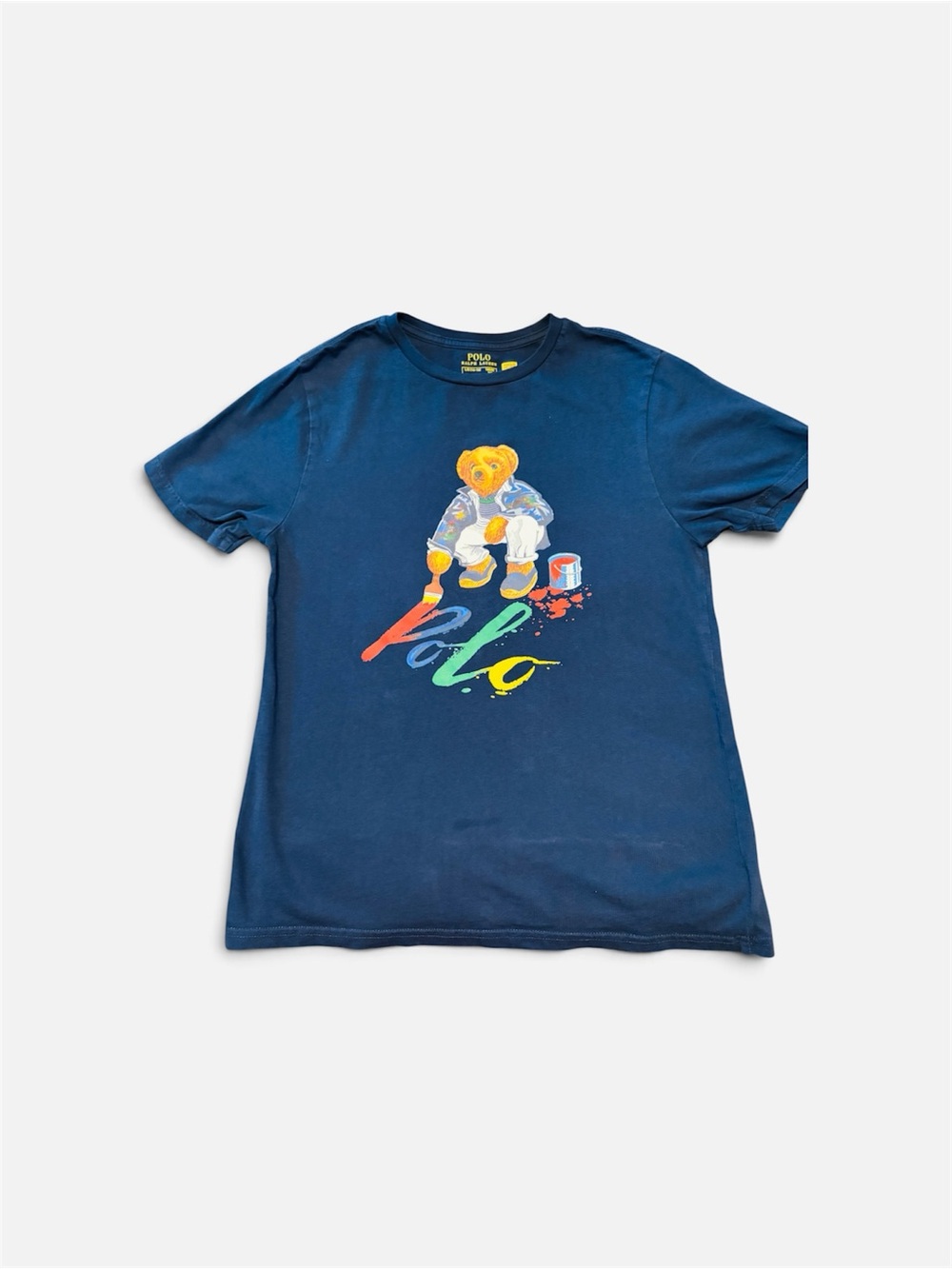 Polo by Ralph Lauren Navy Kids Tee with Paintbrush Bear Graphic